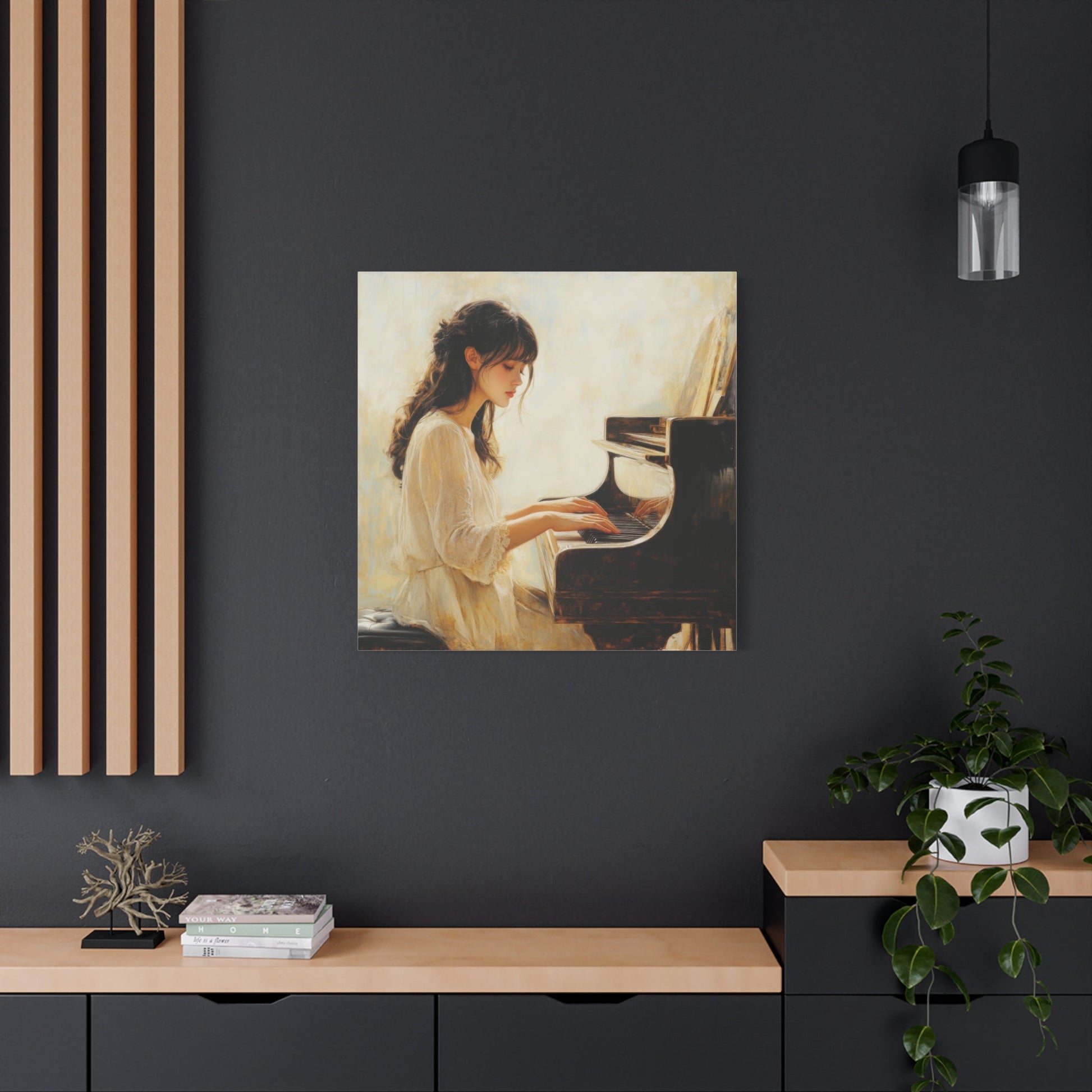 Young Pianist in Tranquil Mood - Portrait Wall Art - Aestheticanvas