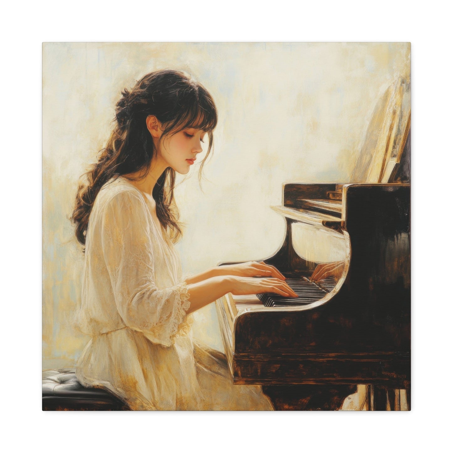 Young Pianist in Tranquil Mood - Portrait Wall Art - Aestheticanvas