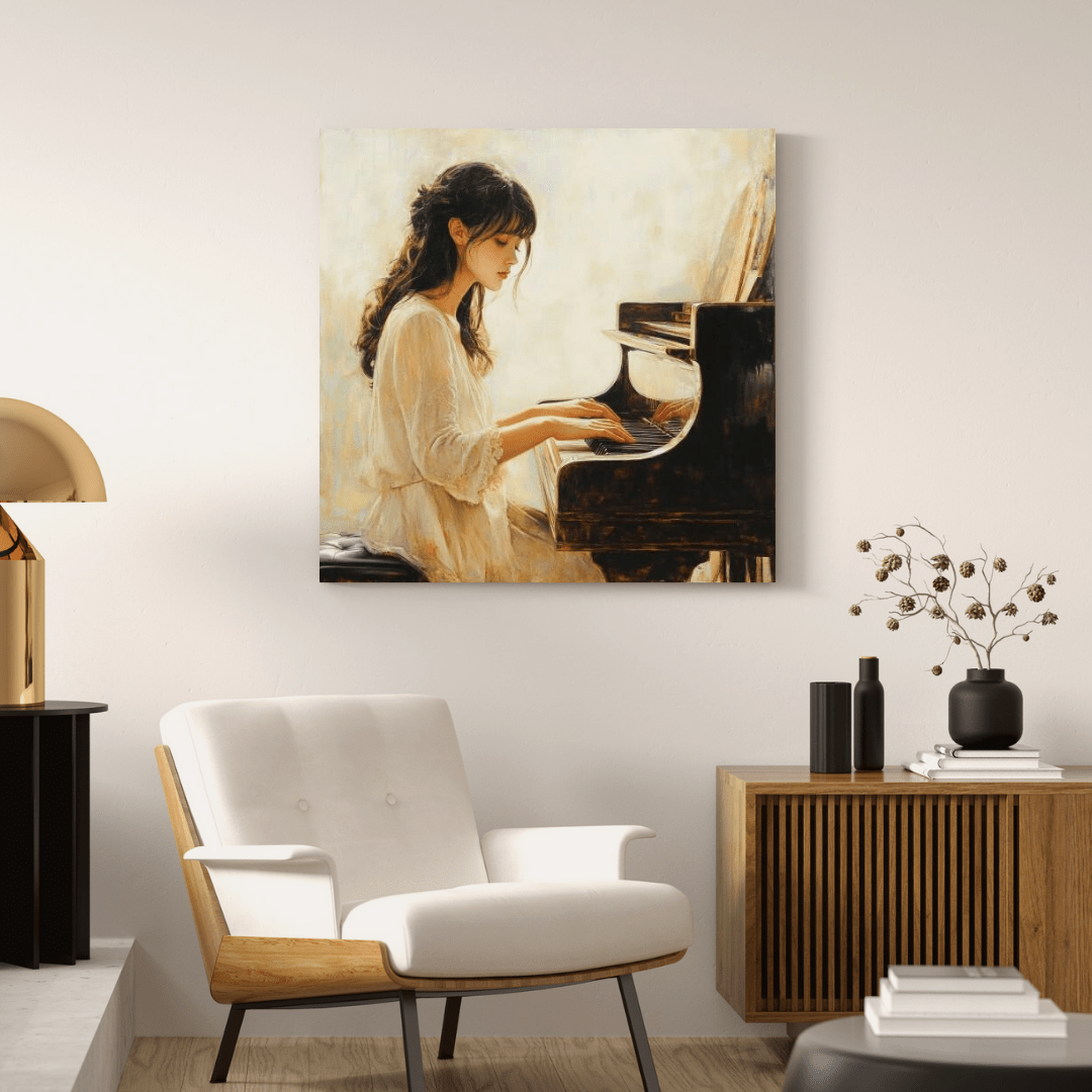 Young Pianist in Tranquil Mood - Portrait Wall Art - Aestheticanvas